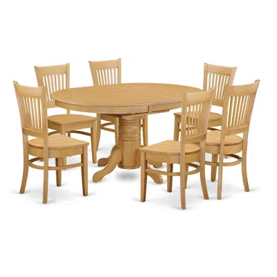 East West Furniture 7 Pc Dining Room Set For 6-table With Leaf And 6 Dining Chairs. In Brown