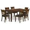 East West Furniture 7 Pc Dining Room Set For 6-table With Leaf And 6 Kitchen Chairs In Brown