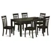 East West Furniture 7 Pc Dining Room Set-kitchen Tables With Leaf And 6 Chairs For Dining Room In Black