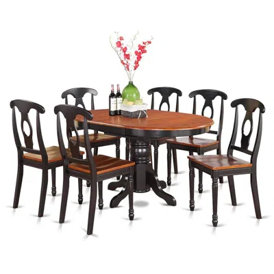 East West Furniture 7 Pc Dining Room Set-oval Dining Table And 6 Dining Chairs In Brown