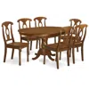 East West Furniture 7 Pc Dining Room Set-oval Dining Table With Leaf And 6 Chairs In Brown