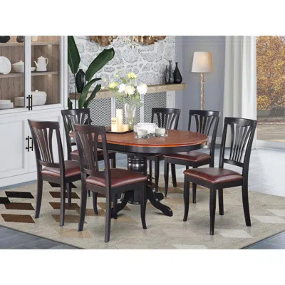 East West Furniture 7 Pc Dining Room Set-oval Table With Leaf And 6 ...