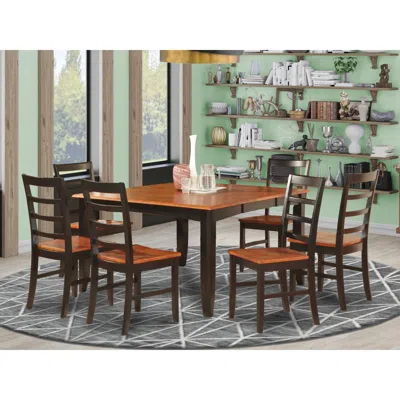 East West Furniture 7 Pc Dining Room Set-square Table With Leaf And 6 ...
