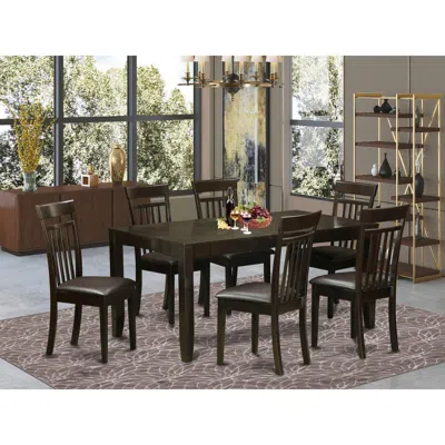 East West Furniture 7 Pc Dining Room Set-table With Leaf And 6 Dining ...