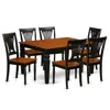 East West Furniture 7 Pc Dining Room Set With A Dining Table And 6 Wood Kitchen Chairs In Black In Brown