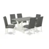 East West Furniture 7-pc Dining Room Table Set - 6 Parson Chairs And 1 Modern Rectangular Cement Kitchen Table With High In Multi