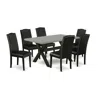 East West Furniture 7-pc Dining Room Table Set - 6 Parson Dining Chairs And 1 Modern Cement Kitchen Dining Table Top Wit In Black