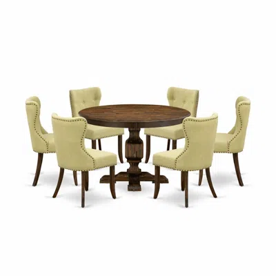 East West Furniture 7-pc Dining Room Table Set In Multi