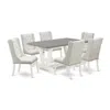 East West Furniture 7-pc Dining Room Table Set Consists Of 6 White Pu Leather Padded Chair Button Tufted In Gray