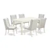 East West Furniture 7-pc Dining Room Table Set Includes 1 Rectangular Kitchen Table And 6 Light Grey Linen Fabric Dining In White