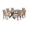 East West Furniture 7-pc Dining Room Table Set Includes 6 Mid Century Modern Chairs With Upholstered Seat And High Back  In Multi