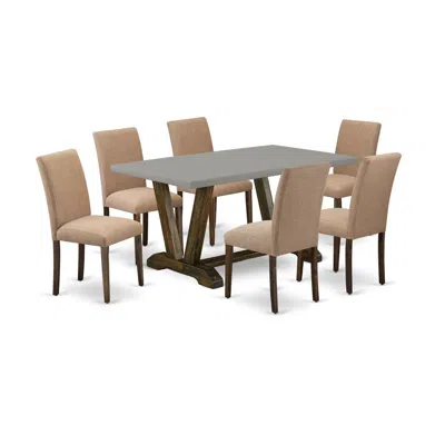 East West Furniture 7-pc Dining Set In Brown