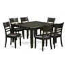 East West Furniture 7 Pc Dining Set-dinette Table With Leaf And 6 Kitchen Chairs. In Black