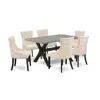East West Furniture 7-pc Dining Table Set - 6 Dining Chairs And 1 Modern Rectangular Cement Dining Room Table Top With B In Multi