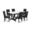 East West Furniture 7-pc Dining Table Set- 6 Parson Dining Chairs With Black Linen Fabric Seat And Stylish Chair Back In Black