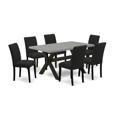 East West Furniture 7-pc Dining Table Set In Black