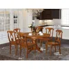 East West Furniture 7 Pc Dining Table With Leaf And 6 Wood Kitchen Chairs In Saddle Brown
