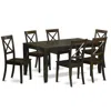 East West Furniture 7 Pc Formal Dining Room Set-dining Table With Leaf 6 Chairs For Dining Room In Black