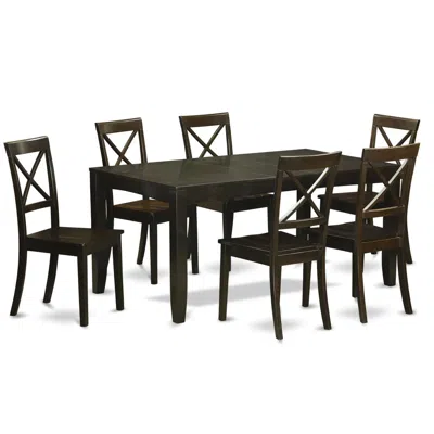 East West Furniture 7 Pc Formal Dining Room Set-dining Table With Leaf 6 Chairs For Dining Room