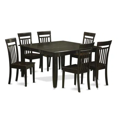 East West Furniture 7 Pc Formal Dining Room Set-table And 6 Kitchen Chairs. In Black
