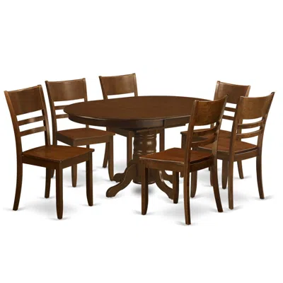 East West Furniture 7 Pc Kenley Dining Table With A 18 Leaf And 6 Hard Wood Kitchen Chairs In Espresso ." In Brown