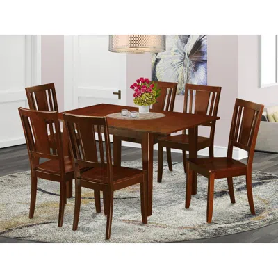 East West Furniture 7 Pc Kitchen Dinette Set - Table With 6 Dining Table Chairs In Brown