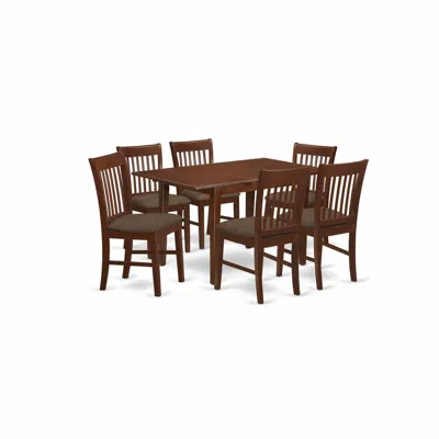 East West Furniture 7 Pc Kitchen Nook Dining Set -table With Leaf And 6 Dining Chairs