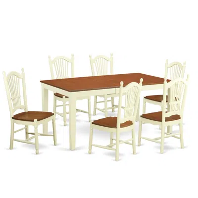 East West Furniture 7 Pc Kitchen Nook Dining Set For 6-kitchen Dinette Table And 6 Dining Chairs In Neutral