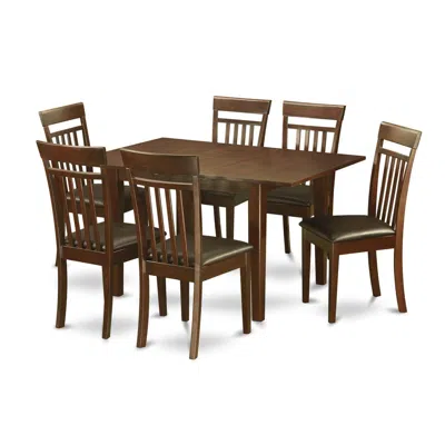 East West Furniture 7 Pc Kitchen Nook Dining Set-small Table And 6 Dining Chairs In Brown