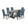 East West Furniture 7-pc Kitchen Table Set - 6 Dining Chairs And 1 Modern Rectangular Cement Kitchen Table With Button T In Multi