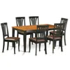 East West Furniture 7 Pc Kitchen Table Set-dining Table And 6 Leather Dining Chairs In Black