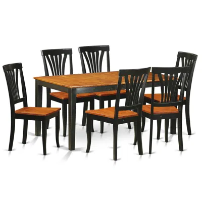 East West Furniture 7 Pc Kitchen Table Set-dining Table And 6 Wood Chairs