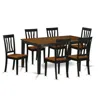 East West Furniture 7 Pc Kitchen Table Set-dining Table And 6 Wood Dining Chairs In Brown