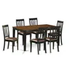 East West Furniture 7 Pc Kitchen Table Set-dining Table And 6 Wooden Dining Chairs In Brown
