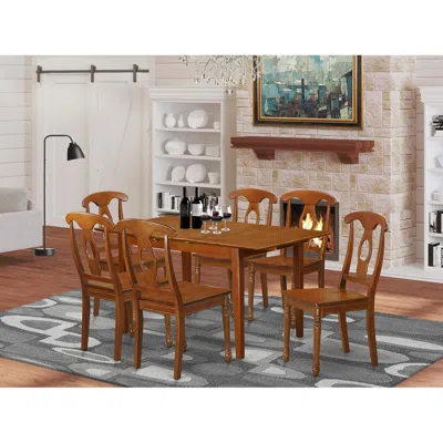 East West Furniture 7 Pc Kitchen Table Set Table With Leaf And 6 Dining Chairs