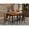East West Furniture 7 Pc Kitchen Table Set With A Dining Table And 6 Leather Kitchen Chairs In Black