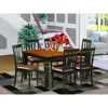 East West Furniture 7 Pc Kitchen Table Set With A Dining Table And 6 Leather Kitchen Chairs In Black In Brown