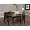 East West Furniture 7 Pc Kitchen Table Set With A Dining Table And 6 Wood Dining Chairs In Black In Brown