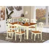 East West Furniture 7 Pc Kitchen Table Set With A Dinning Table And 6 Wood Dining Chairs In Buttermilk And Cherry In Brown