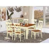 East West Furniture 7 Pc Kitchen Table Set With A Dinning Table And 6 Wood Dining Chairs In Buttermilk And Cherry In Brown