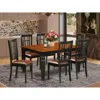 East West Furniture 7 Pc Kitchen Table Set With A Kitchen Table And 6 Leather Dining Chairs In Black In Black