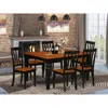 East West Furniture 7 Pc Kitchen Table Set With A Kitchen Table And 6 Wood Kitchen Chairs In Black In Black