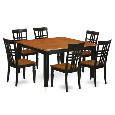 East West Furniture 7 Pc Kitchen Table Set With A Table And 6 Kitchen Chairs In Black And Cherry