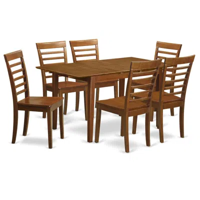 East West Furniture 7 Pc Kitchen Tables And Chair Set Table With A 12in Leaf And 6 Kitchen Chairs