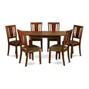 East West Furniture 7 Pc Kitchen Tables Set - Table With Leaf And 6 Dining Chairs In Brown