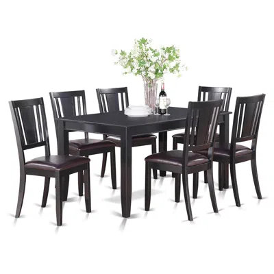 East West Furniture 7 Pc Kitchenroom Set-dining Table And 6 Kitchen Chairs In Black