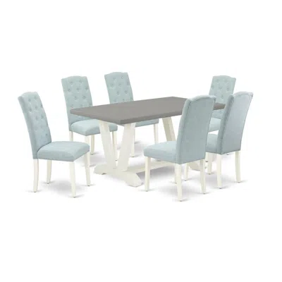 East West Furniture 7-pc Modern Dining Set In Blue