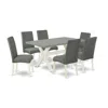 East West Furniture 7-pc Modern Dining Table Set - 6 Dining Room Chairs And 1 Modern Rectangular Cement Dining Room Tabl In Gray