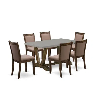 East West Furniture 7-pc Modern Dining Table Set In Brown