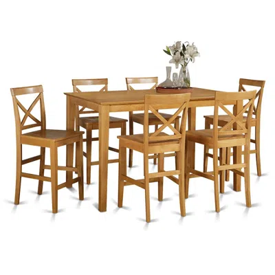 East West Furniture 7 Pc Pub Table Set- Table And 6 Kitchen Bar Stool